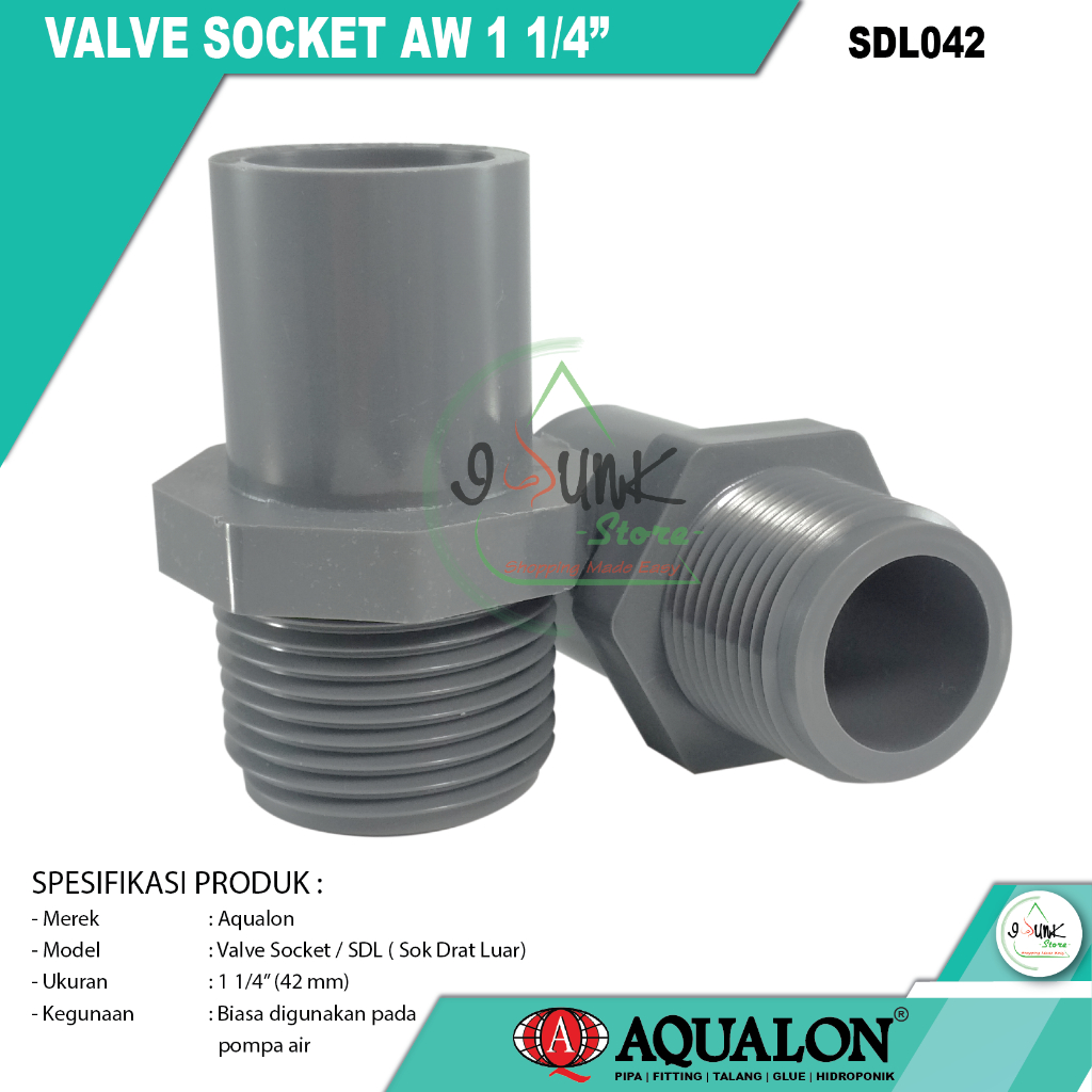 AW 1 1 1/ 4 INCH PVC OUTER THREAD SOCKET AW 1 1/ 4 INCH SDL AW 1 1/4 ...