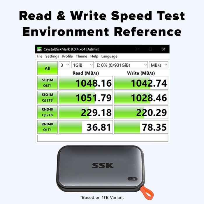 SSK Portable SSD 250GB 500GB 1TB to 500 SD500 USB 3.2 Gen2 External SSD ...