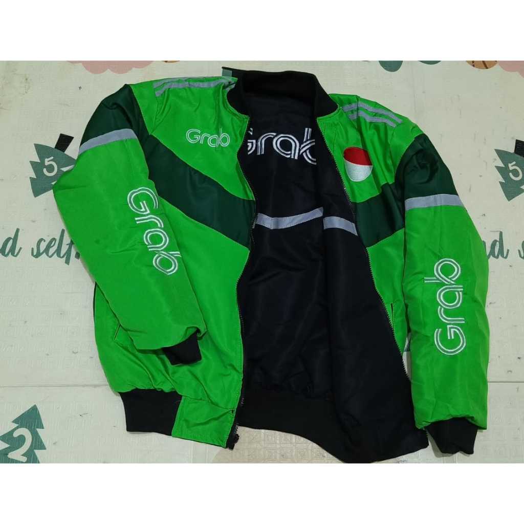 HIJAU GRAB REVERSE JACKET ALL GRAB GREEN GRAB BLACK COOL WATERPROOF ...