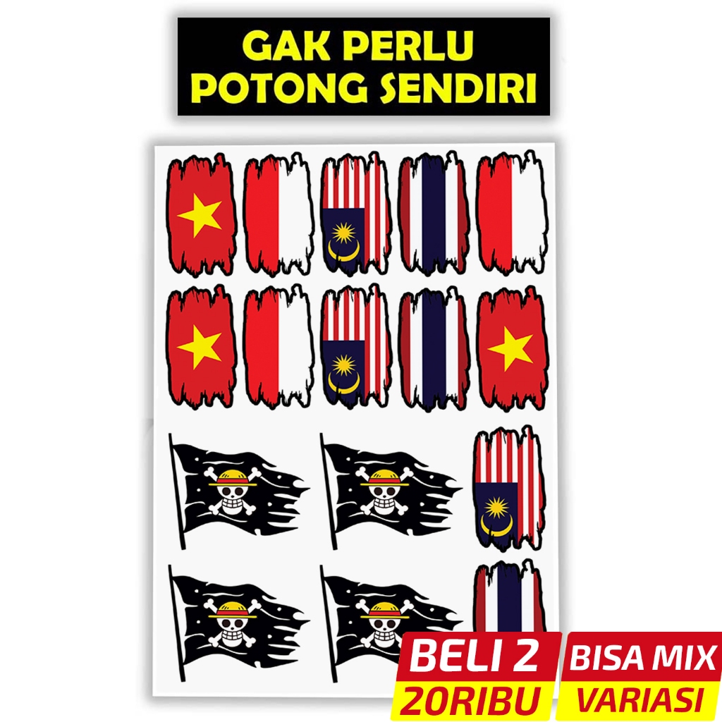 ASEAN & One Piece Vinyl Country Flag Stickers | Vietnam Indonesia ...