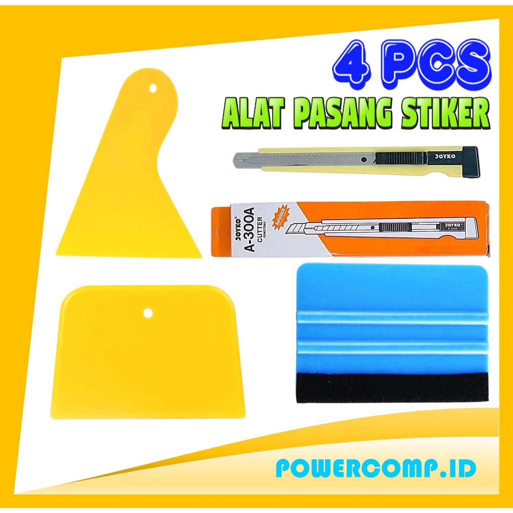 PWR-JK03 Sticker Installation Tool Set 4 PCS | Joyko Cutter + Yellow ...