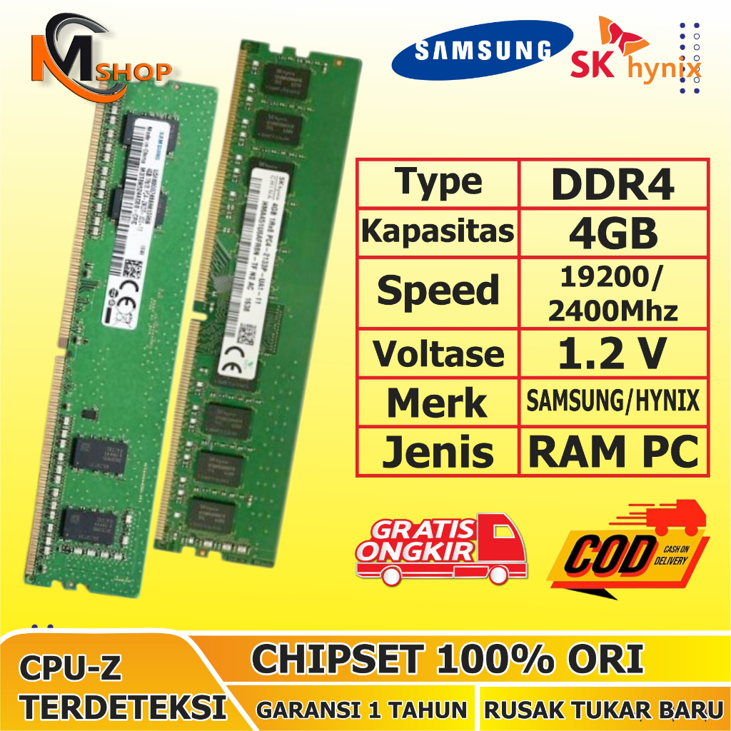 RAM Memory PC Desktop DDR4 PC4 4GB PC 2400/2133/2666MHz | Shopee ...