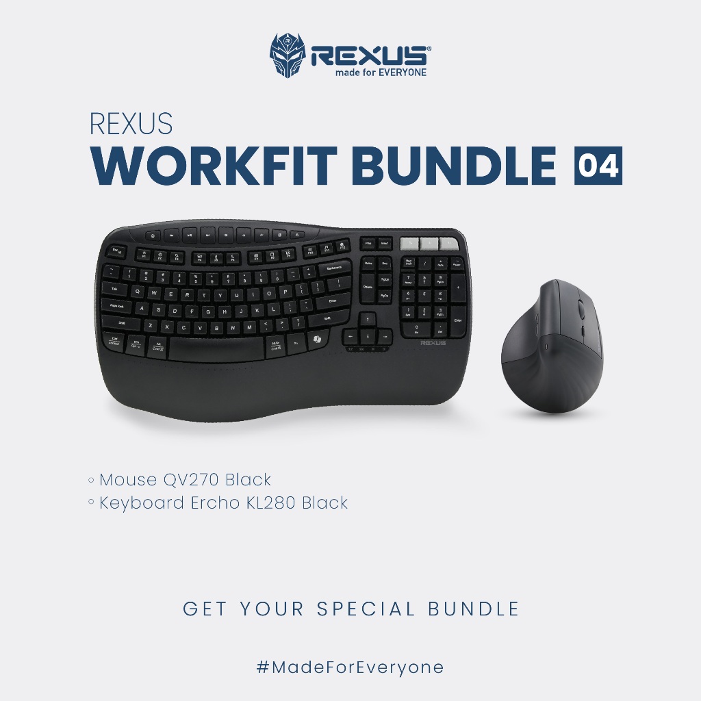 Rexus Workfit Bundle 04 - Office Gear Combo Keyboard + Wireless ...