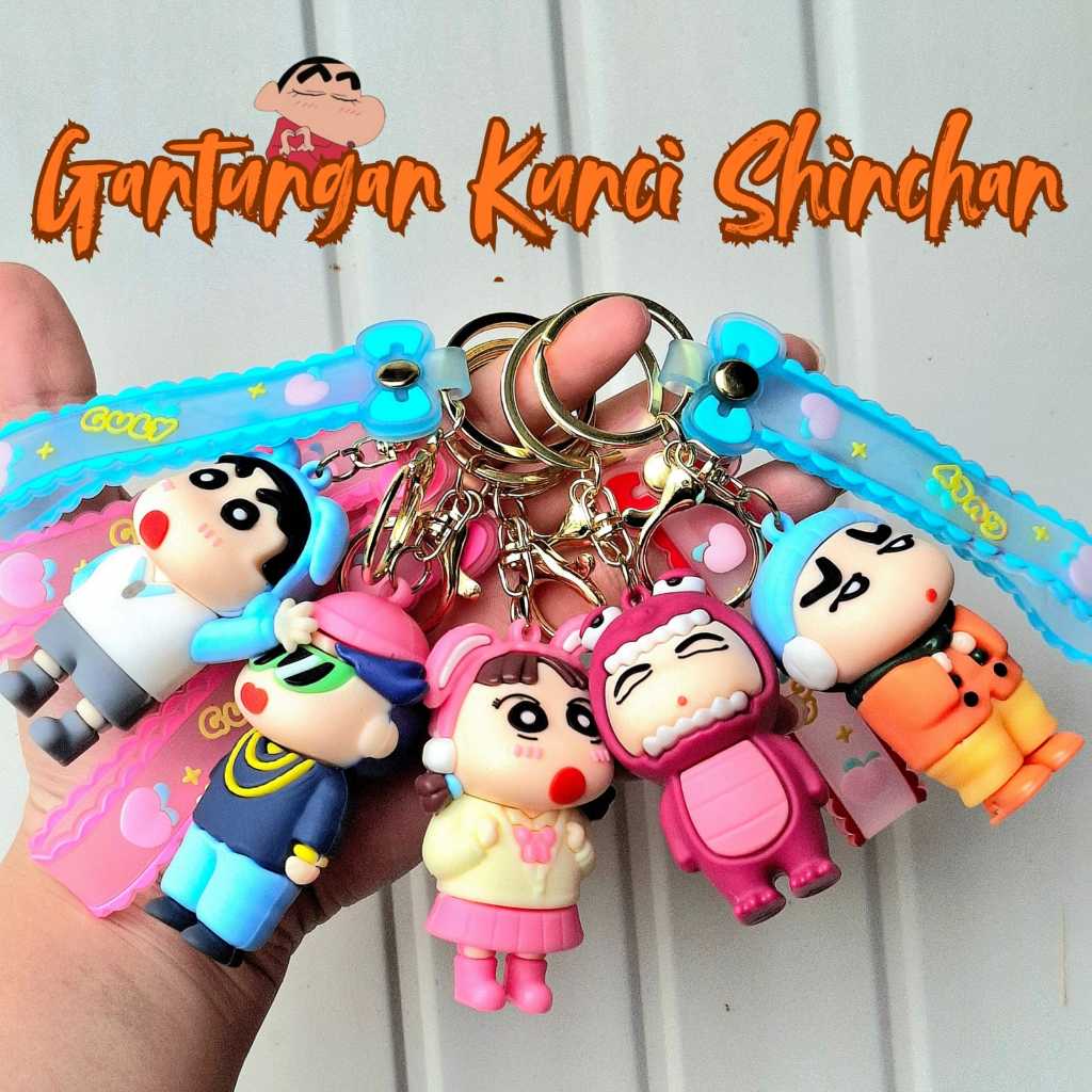 GANTUNGAN Unisex Thick Rubber Shinchan Keychain Premium Cute Shinchan ...
