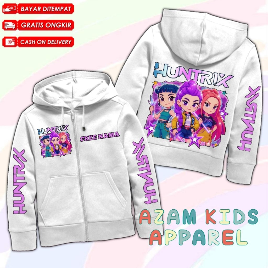 Huntrix KPop Demon Hunters Kids Hoodie Jacket Free Name KPop Demon ...