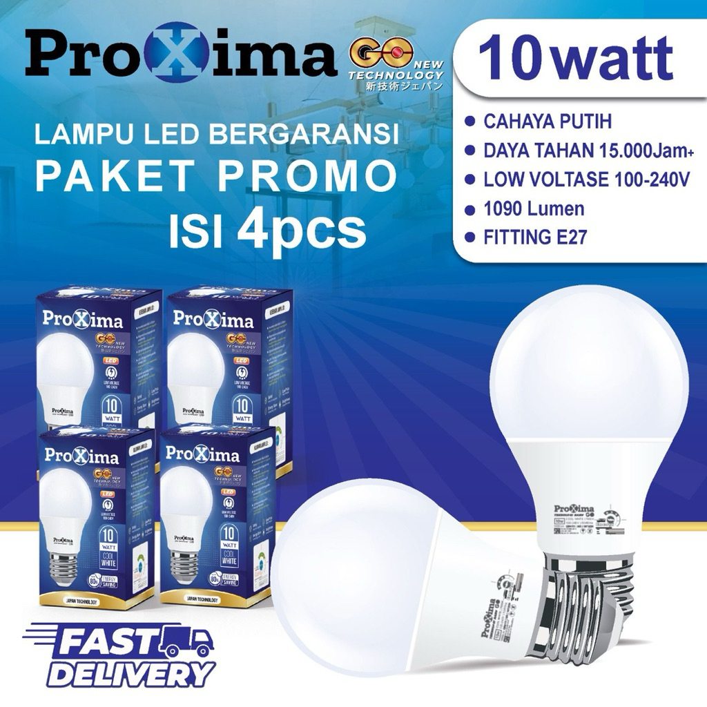 10 Watt White Led Bulb 10W Pack of 4 pcs Stable Low Voltage Durable ...