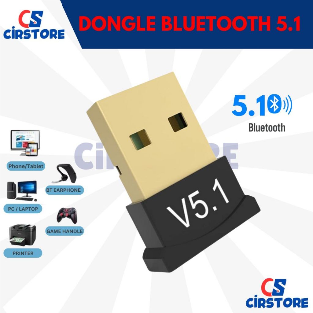 Bluetooth Receiver 5.1 USB Dongle PC Laptop Computer Wireless Adapter ...