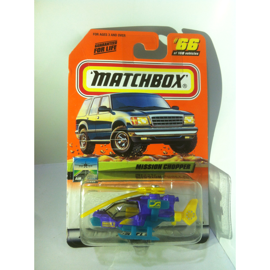Matchbox. 2000 Travel Air - 66. Mission Chopper Helicopter. CHASE ...