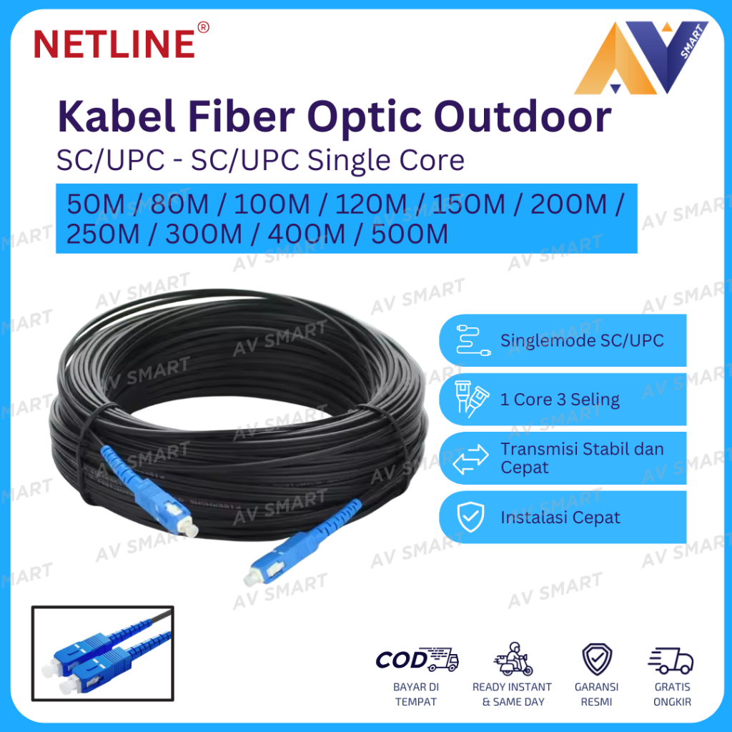 Netline Fiber Optic Cable 1 Core SC UPC Outdoor FO FTTH Fiber Optik 50 ...