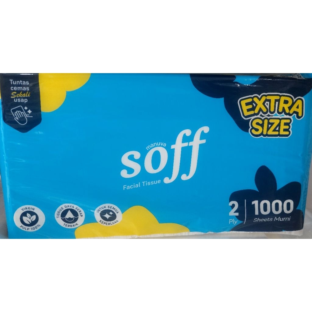 Manuva Soff 2-ply Facial Tissue 1000 sheets, 100% pulp, soft and high ...
