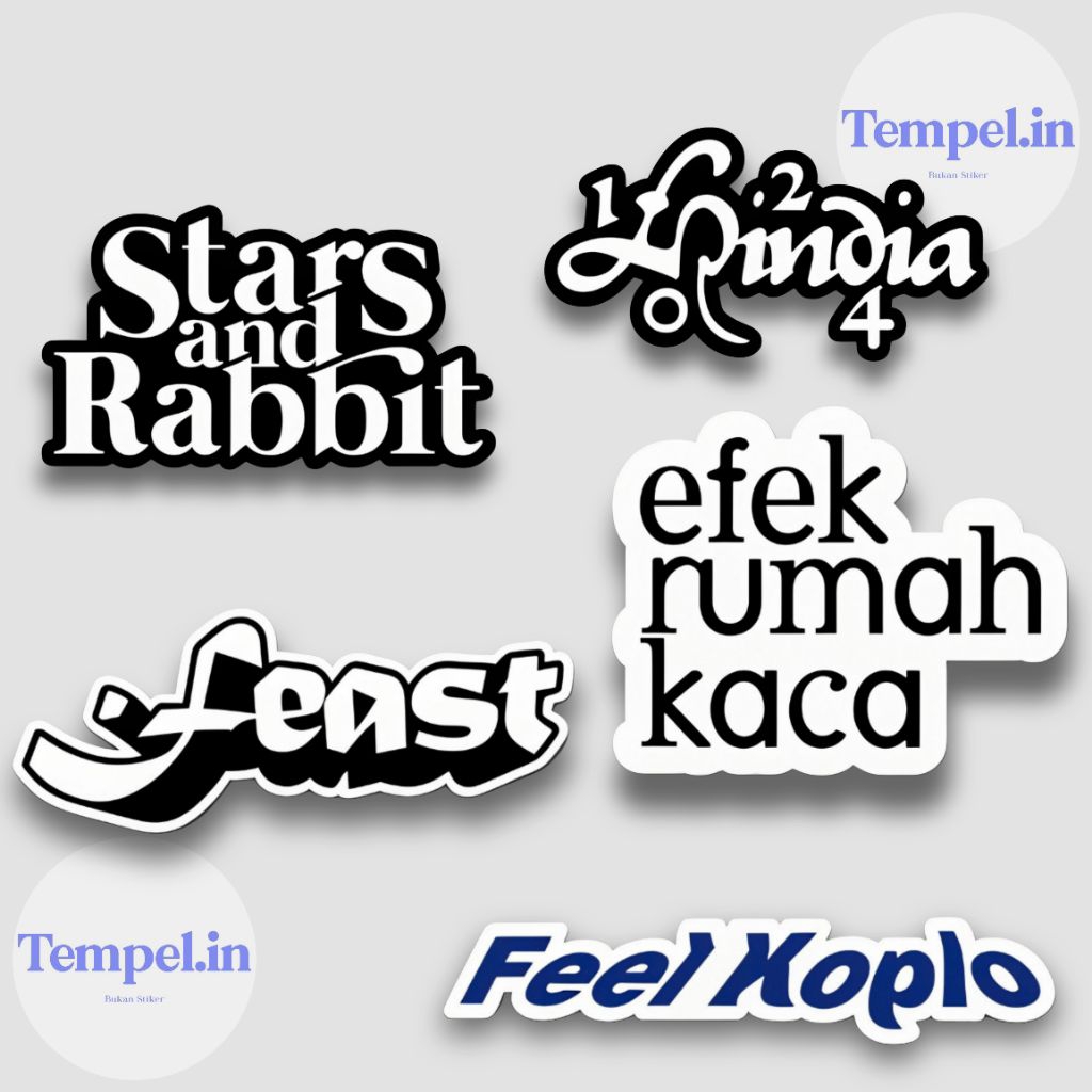 INDIE BAND STICKERS FEAST, ERK, STARS AND RABBIT, HINDIA, FEEL KOPLO ...
