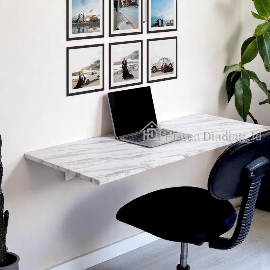 Multipurpose Folding Wall Table with Marble Pattern Minimalist Work ...