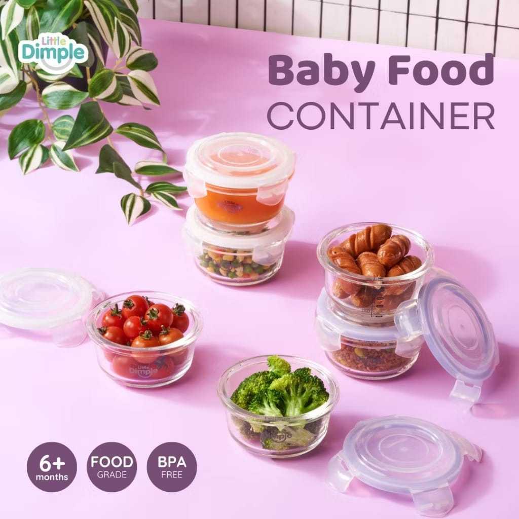 Little Dimple Baby Food Container 818 - 240ml Glass Baby Food Container ...