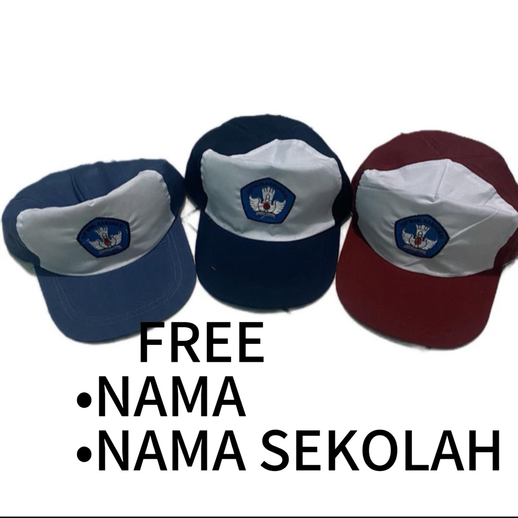 MINIMAL CUSTOM SCHOOL HAT elementary school/smp/sma logo tutwuri ...