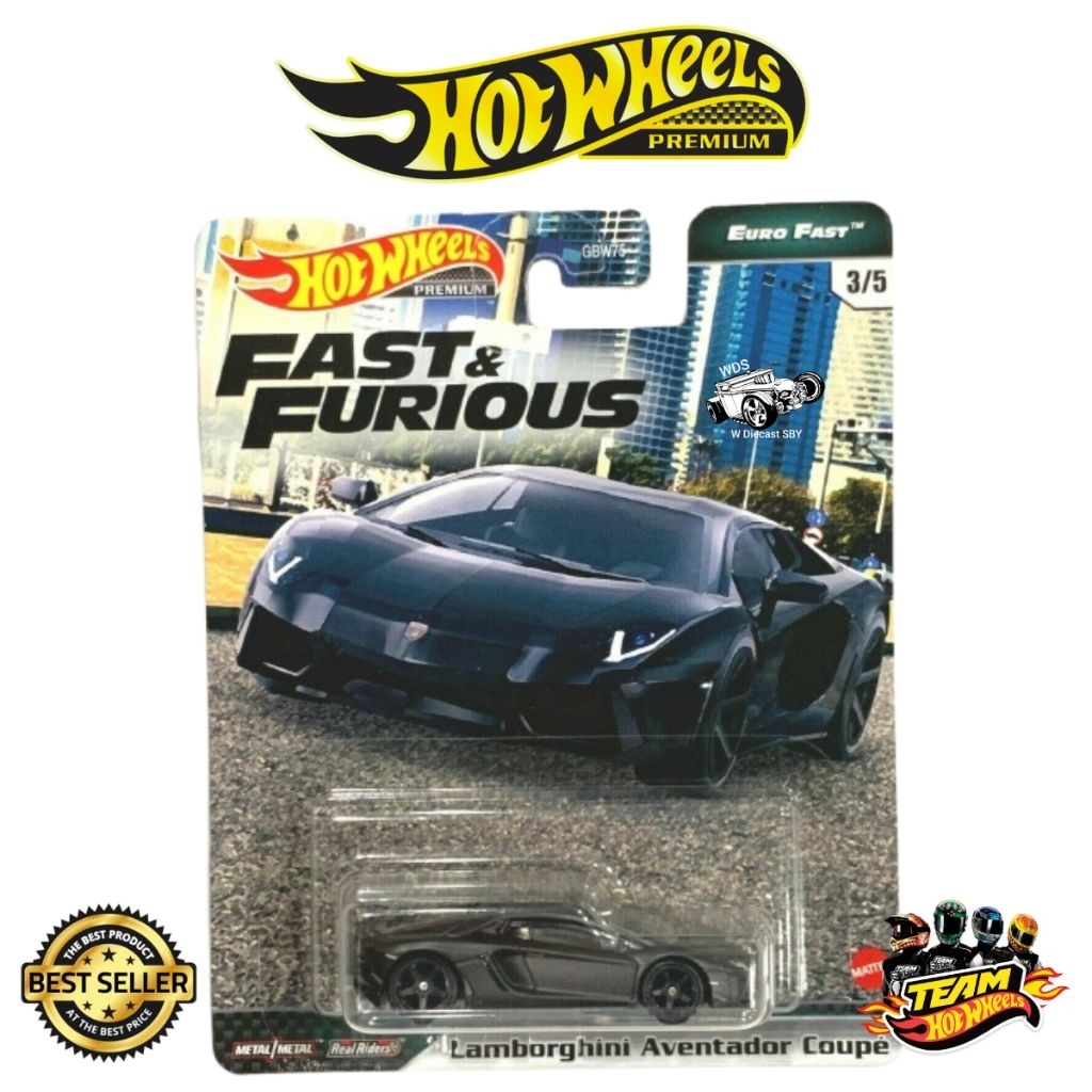 Hot Wheels Premium Lamborghini Aventador Coupe Black Fast & Furious ...