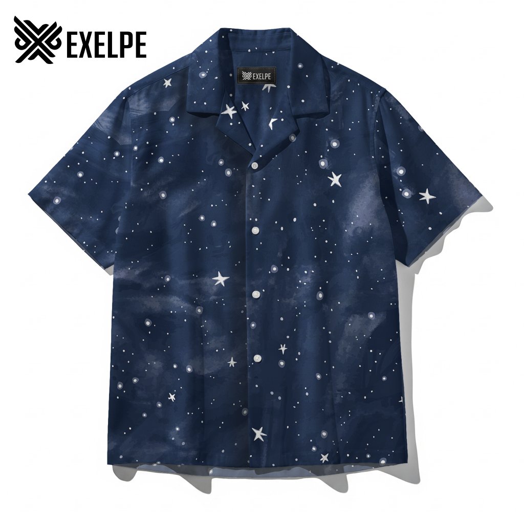 EXELPE Galaxy Starry Night Nebula Navy White Shirt Unique and Premium ...