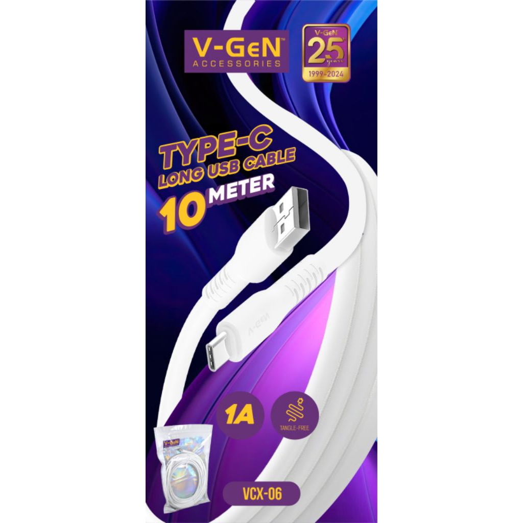 V-GeN USB To Type C Charger Cable 10 Meters Long Cable VCX-06 1A ...