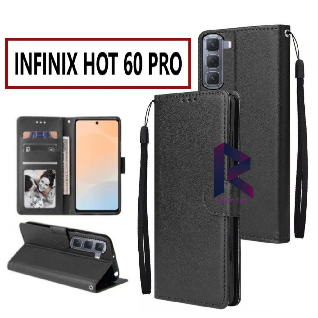 CASE hp INFINIX HOT 60 PRO FLIP WALLET LEATHER PREMIUM LEATHER OPEN ...