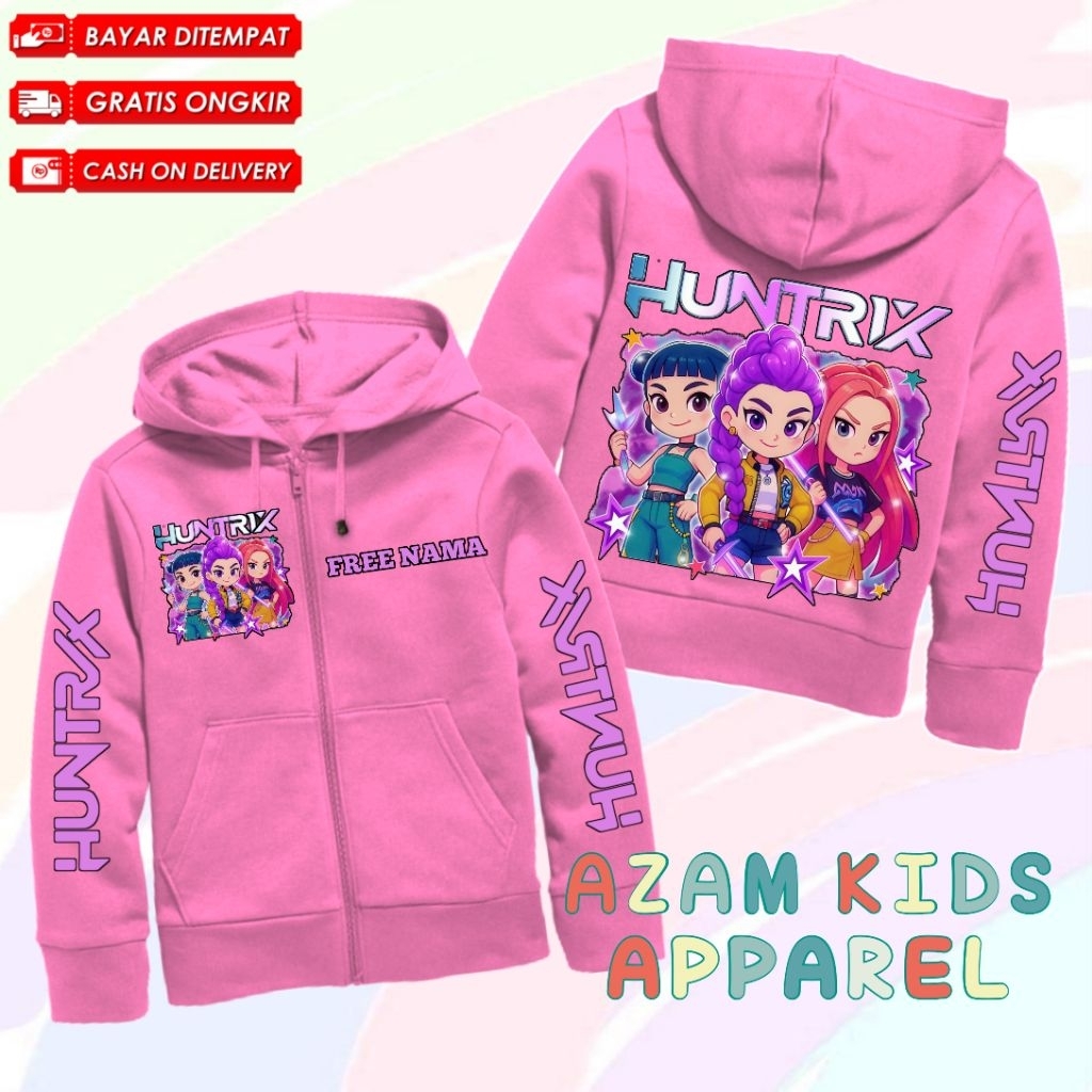 Huntrix KPop Demon Hunters Kids Hoodie Jacket Free Name KPop Demon ...