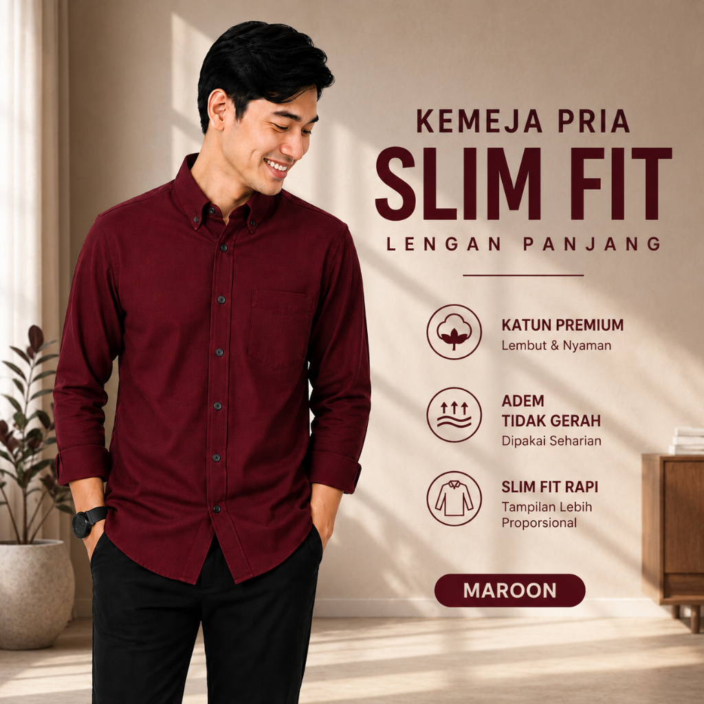 KEMEJA KATUN Shirt Men's Long Sleeve Premium Cotton Formal Casual Work ...
