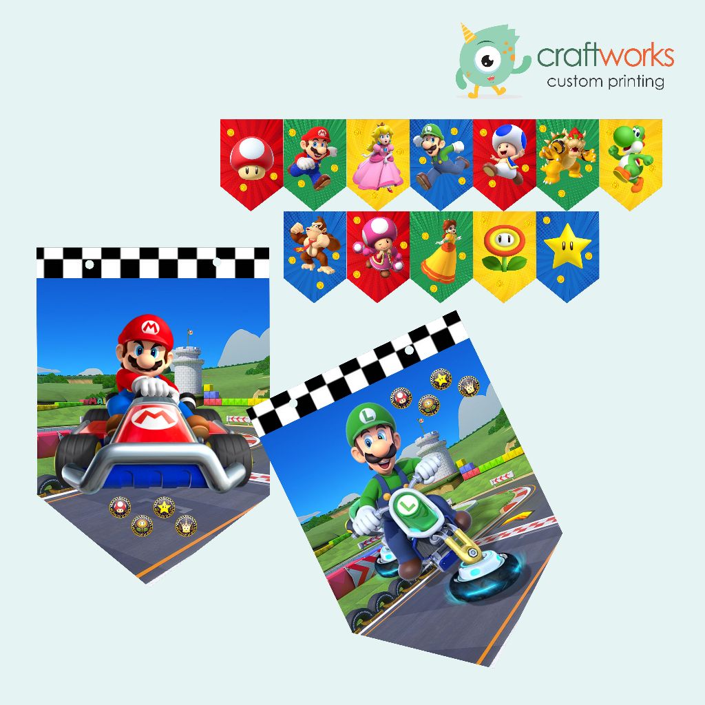 DECORATION FLAG BUNTING FLAG BANNER CHARACTER SUPER MARIO BROSS MARIO ...