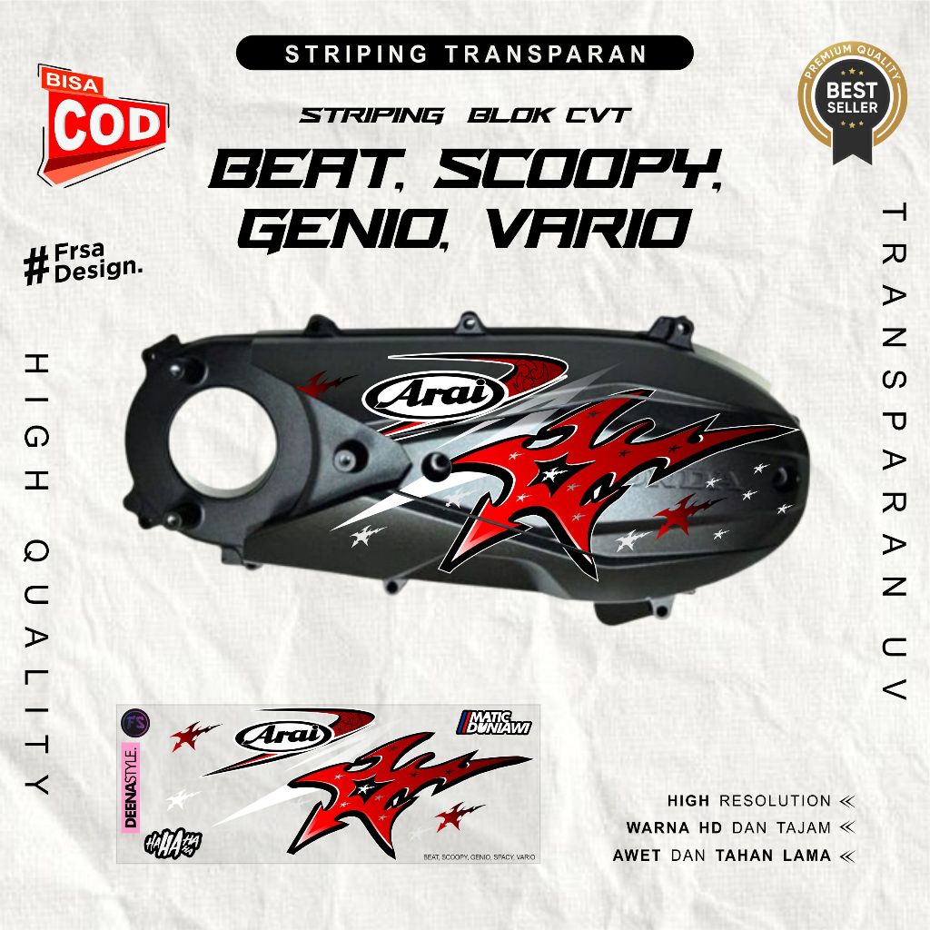 Transparent CVT Sticker with Suriken V4 Motif for BEAT, SCOOPY, GENIO ...
