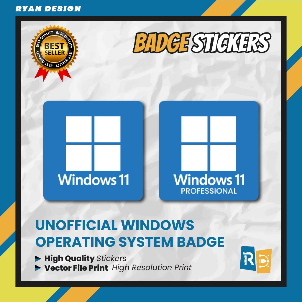 OS Windows 11 Logo Sticker Laptop Badge Sticker (Unofficial) | Shopee ...
