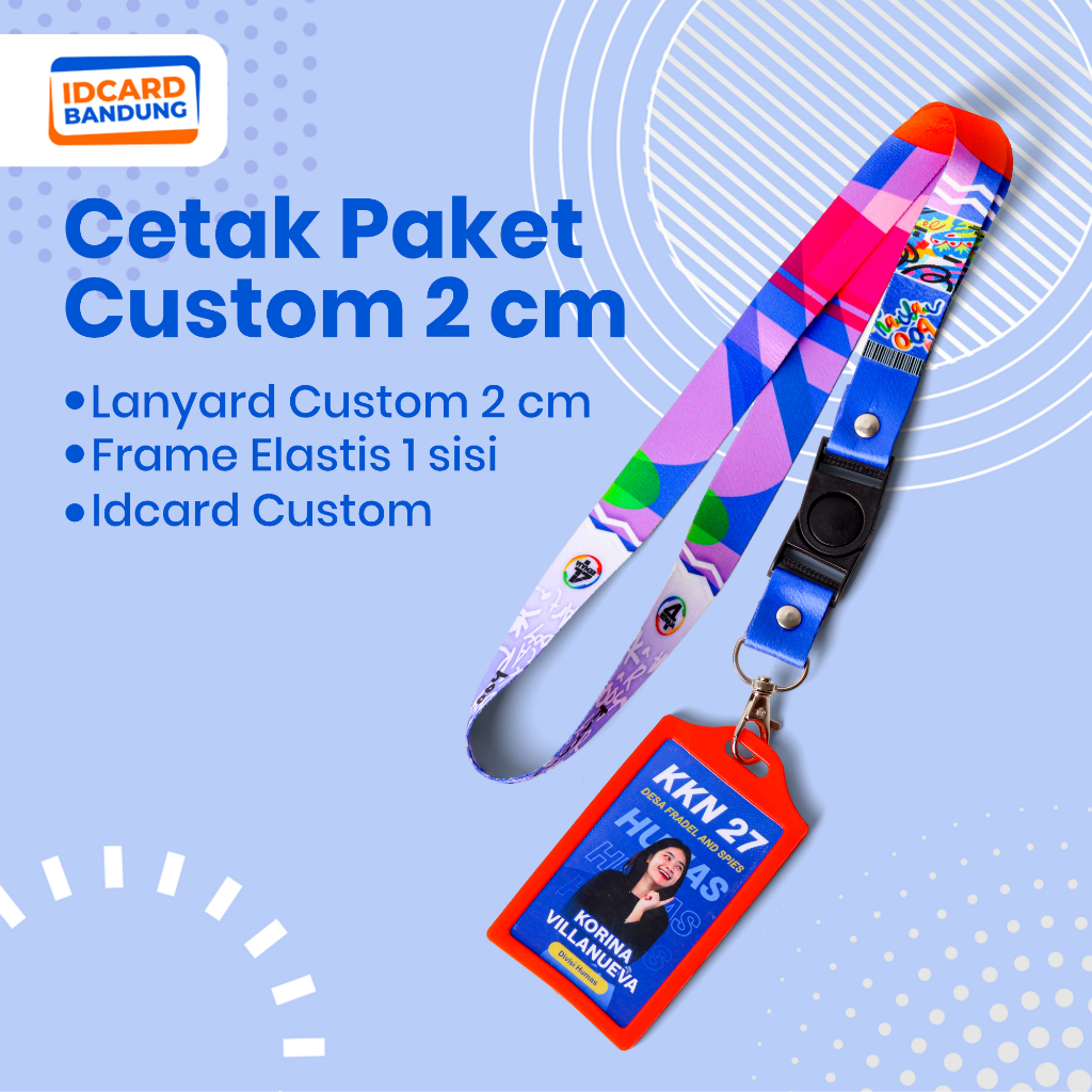 Elastic package with id card, custom lanyard and 1 slot elastic frame ...