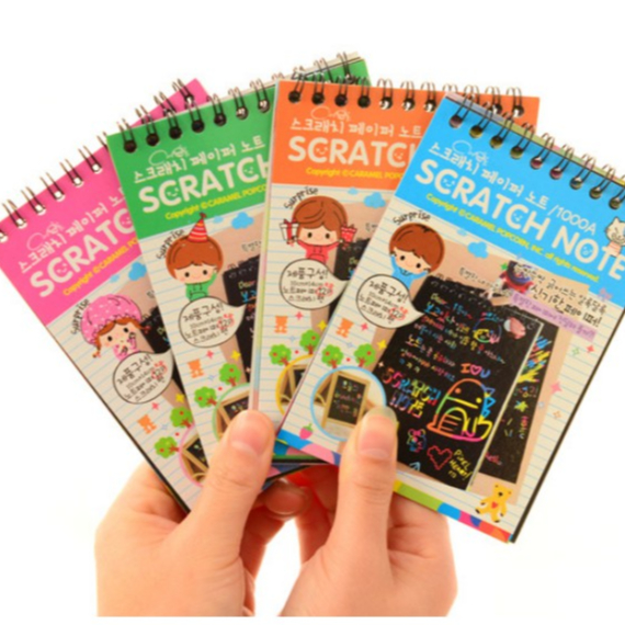 SCRATCH NOTE Black Paper Graffiti DIY Coils Drawing Book Colorful Paper ...