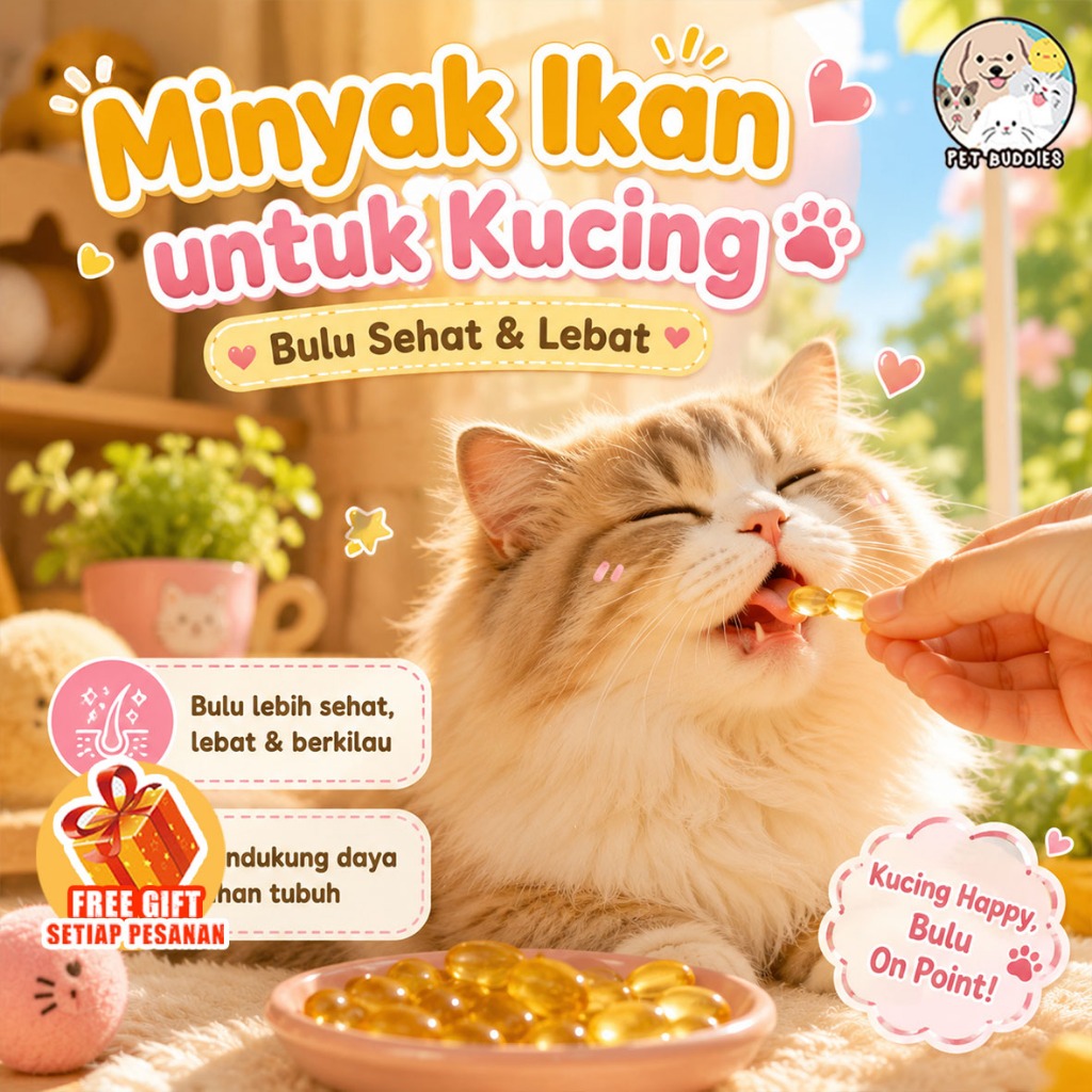 Pet Buddy Fish Oil for Cats, Vitamins for Fat Hair, Appetite, Omega 3 ...