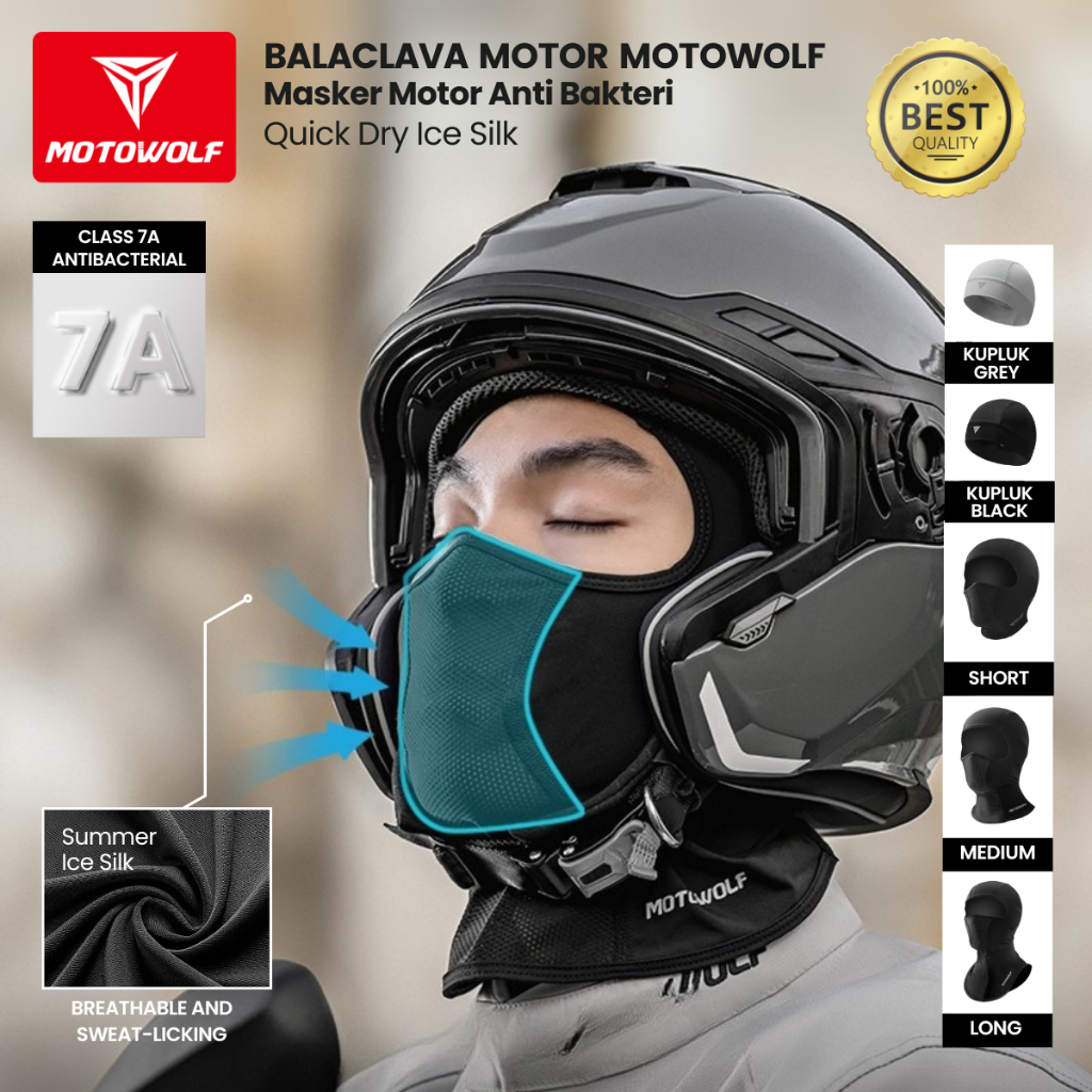 Balaclava Motor Motowolf Antibacterial Quick Dry Ice Silk Motorcycle ...