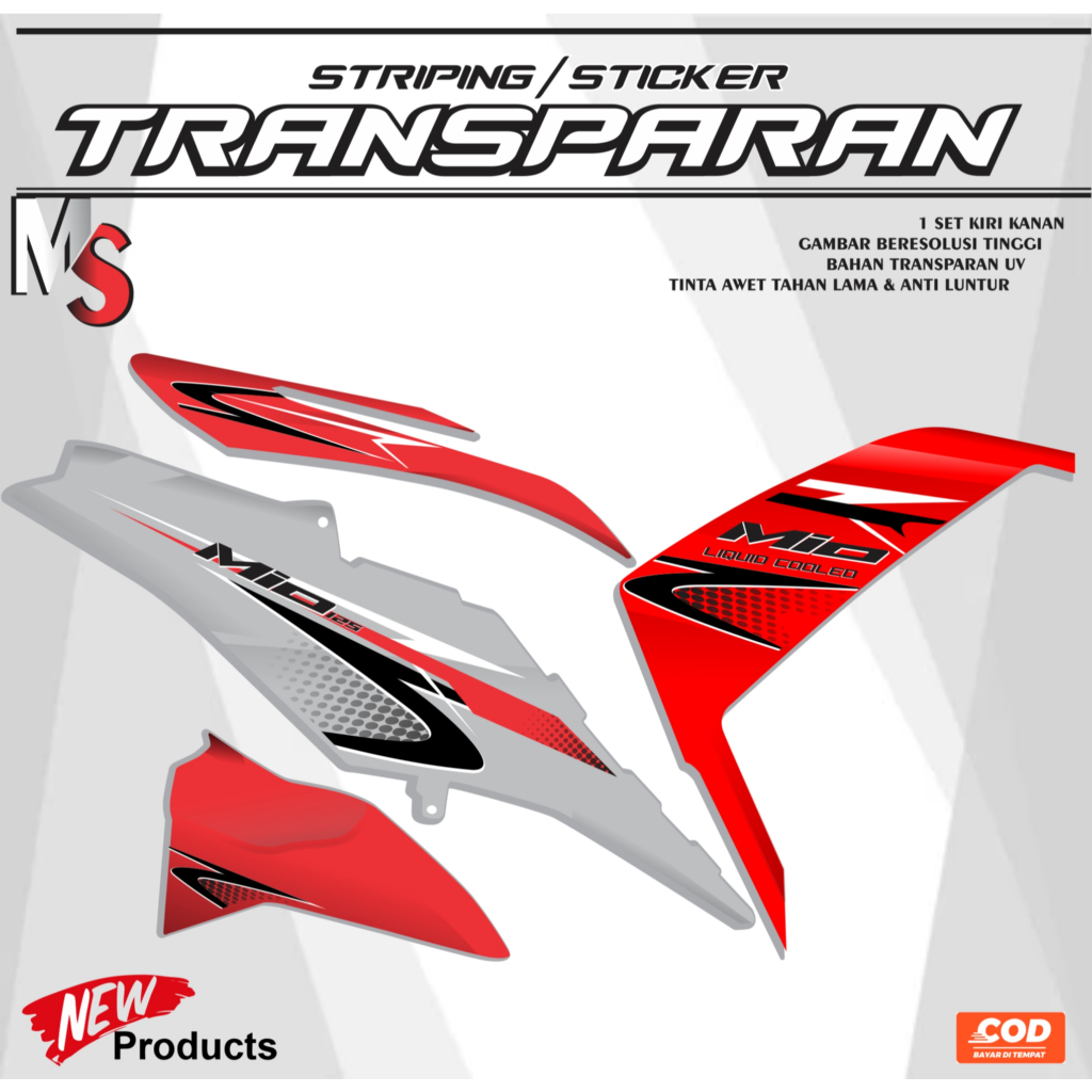 MS TRANSPARENT STRIPING yamaha mio M3 VARIATION STRIPING STICKER MIO M3 ...