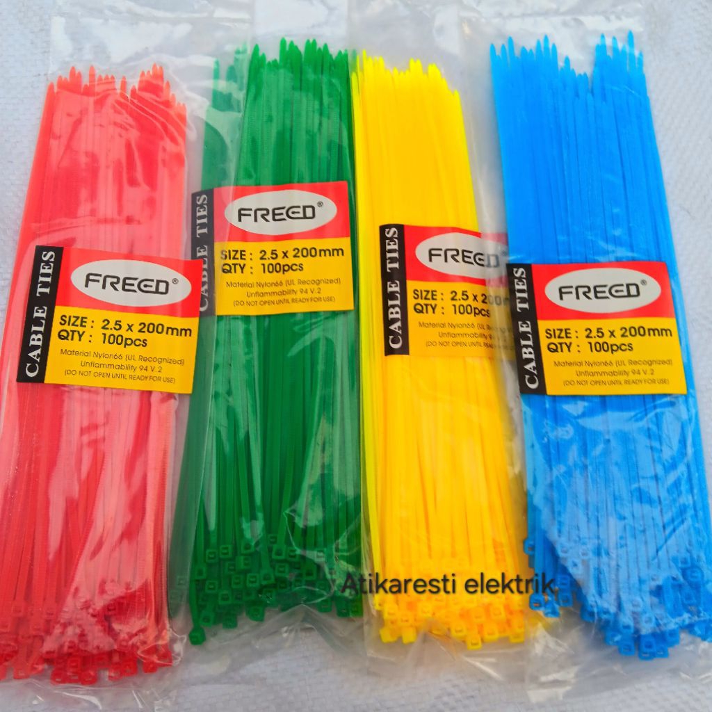 MERAH HIJAU Cable ties rope tis color size 2.5x200 mm red green blue ...