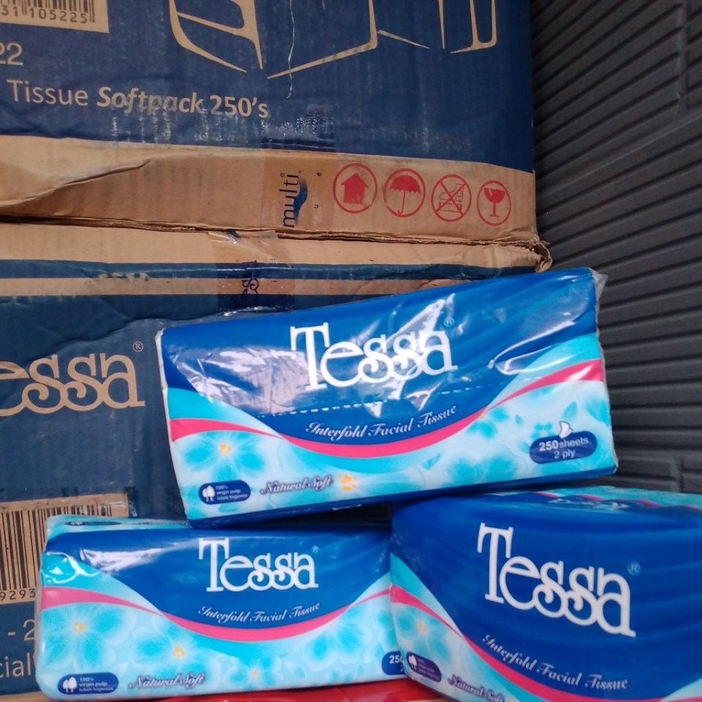 Tessa interfold facial tissue 250 sheets 2 ply | Shopee Philippines