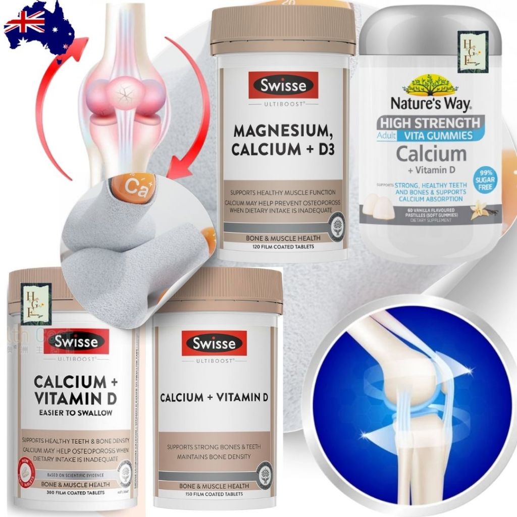 Swisse Calcium + Vitamin D 150 Tablets, Effervescent & Nature's Way ...