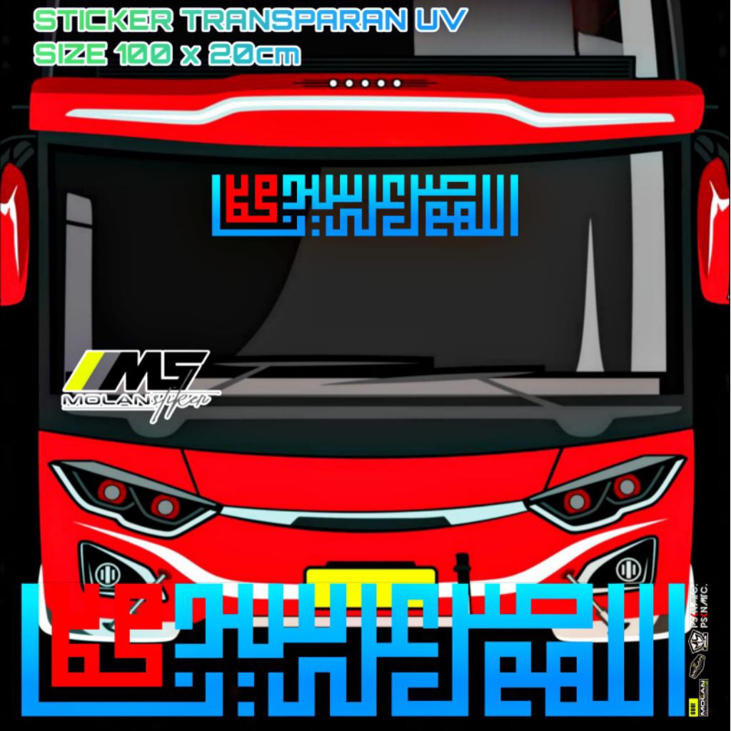 Transparent Uv Glass Sticker Bus Truck Sholawat Calligraphy 100x20 ...