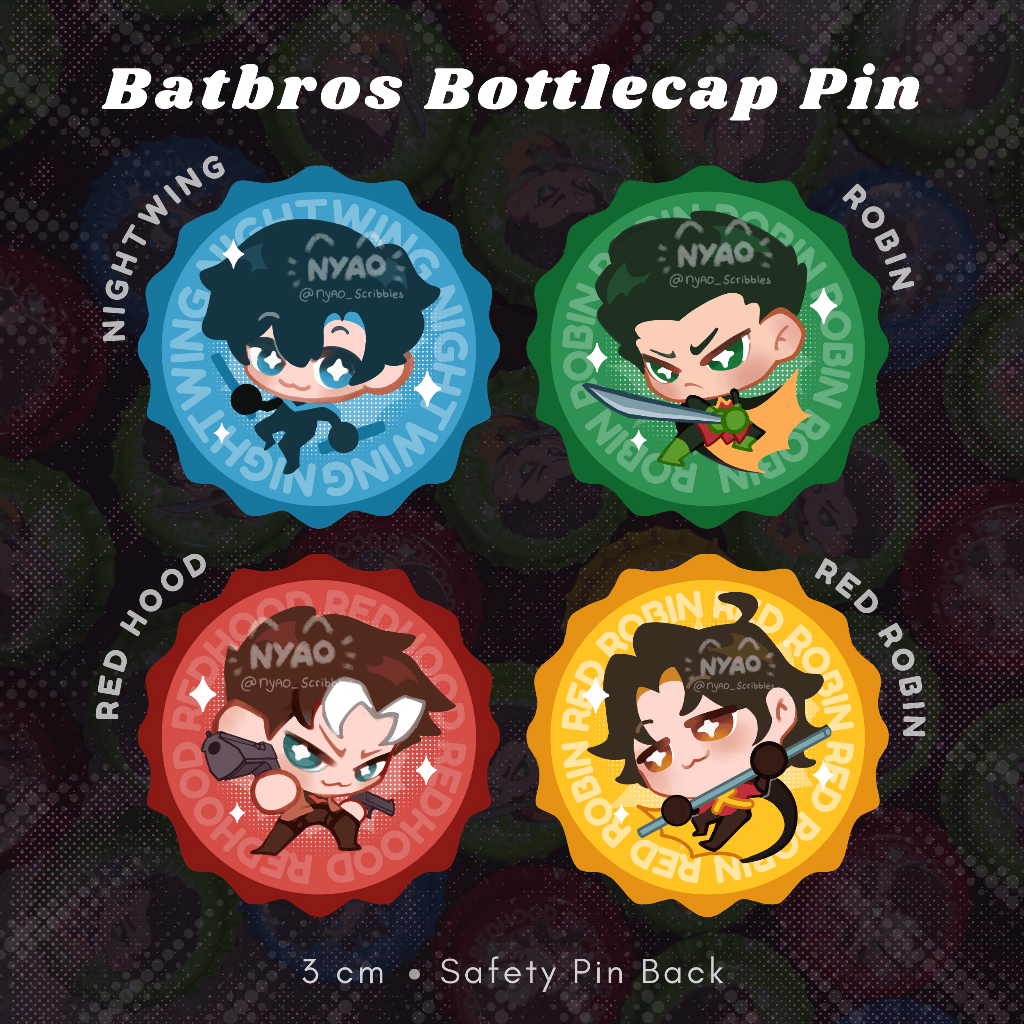 [ DC Comics ] Fanmerch Batbros Bottlecap Pin | Shopee Philippines