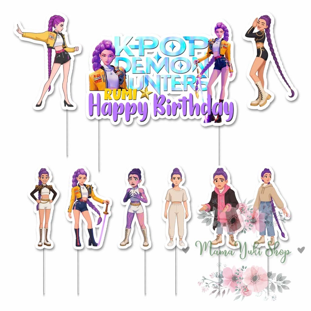 Children's Birthday Cake Topper with RUMI KPOP DEMON HUNTERS Motif ...