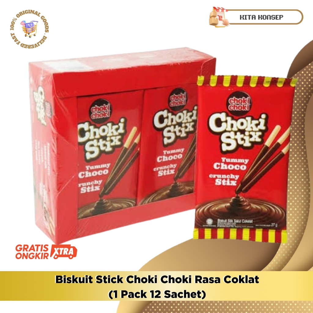 Choki Choki Chocolate Flavored Stick Biscuits (1 Pack of 12 Sachets ...