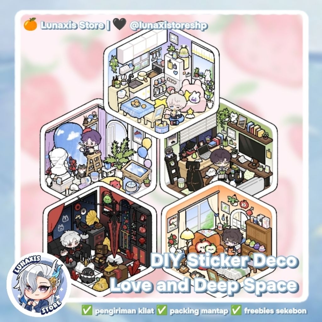 Merch DIY Sticker Deco Version Love and Deep Space Chibi Caleb Zayne ...