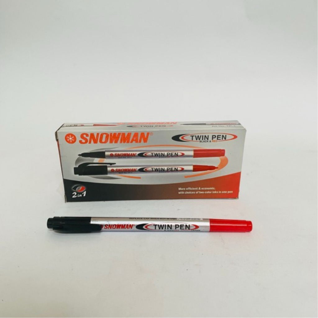 MERAH Twinpen Black Red Snowman 2in1 (1 Box/ 12 Pcs) | Shopee Philippines