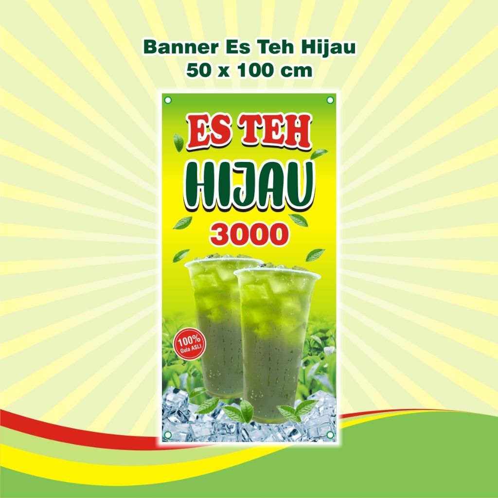 HIJAU Green iced tea banner size 50x100 cm | Shopee Philippines