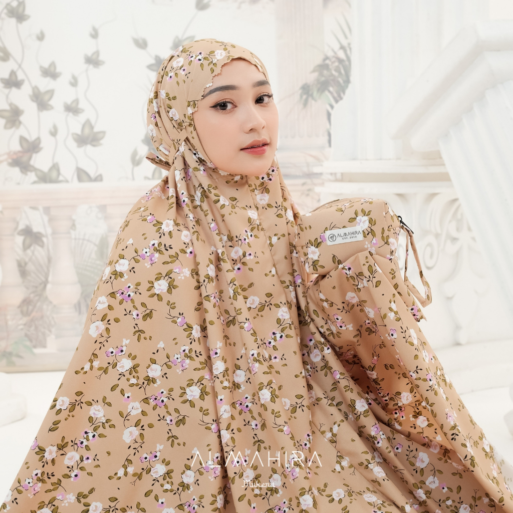 Mukena MALLOW Series | Laser Cut Travel Motif Prayer Robe | Chin Zipper ...