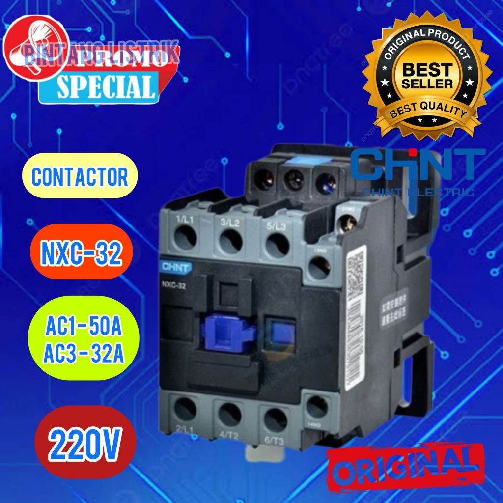 ORIGINAL CHINT CONTACTOR NXC-32 CONTACTOR NXC32 D32 220V | Shopee ...