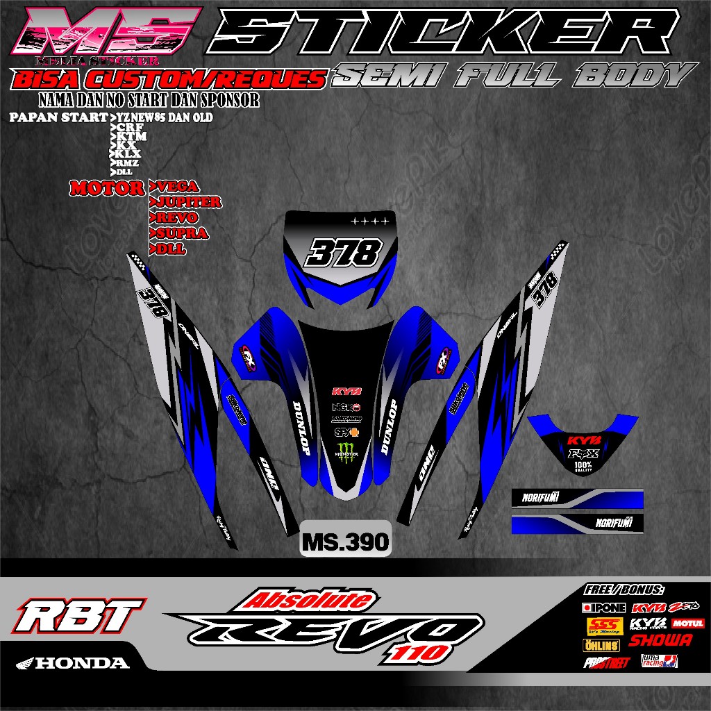 Sticker STRIPING RBT MOTOR REVO ABSOLUTE 110 SEMI FULL BODY MOTORCYCLE ...