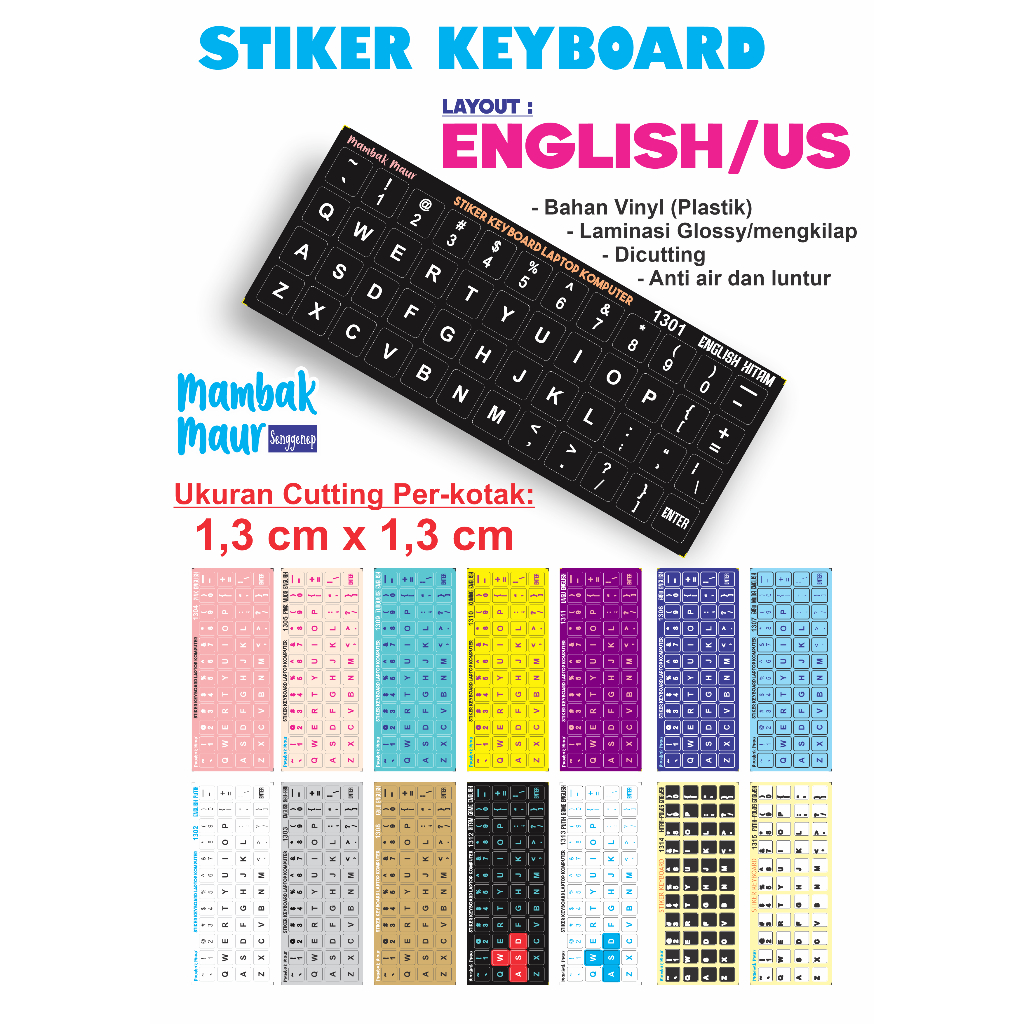 Black English Layout Keyboard Stickers for Laptops and Computers ...