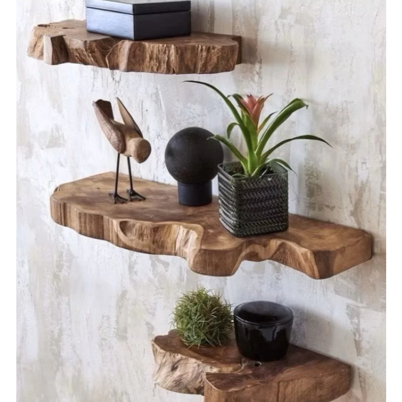 Custom Teak Root Wall Shelf 40 Long Wooden Shelves | Shopee Philippines
