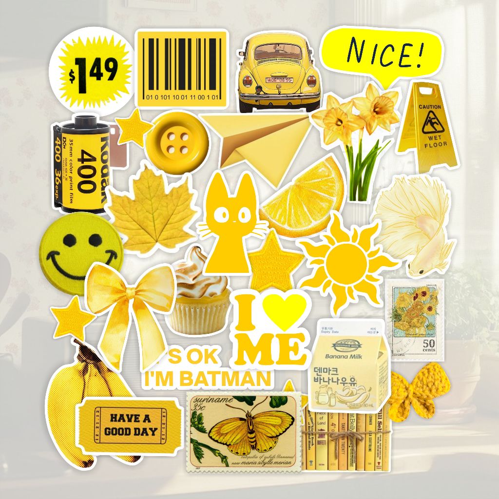 HP 30PCS STICKERSPACK RETRO RANDOM YELOW ALREADY CUT - Helmet Stickers ...