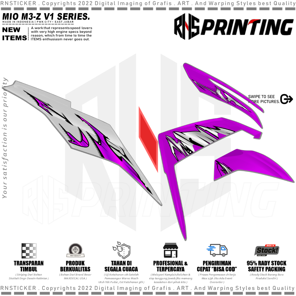 RNS Transparent Striping Mio M3 Mio Z 2014-2025 Variation Sticker Mio ...