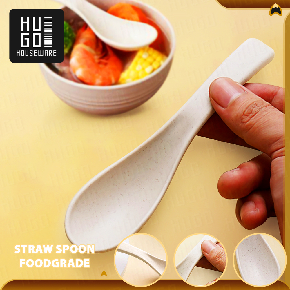 Hugo Houseware Eco-Friendly Plastic Wheat Fiber Straw Baby Spoon Heat ...